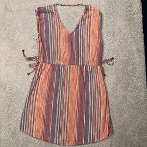 Universal Thread Women's Striped Mini Dress Small Multicolor Tie Waist V Neck